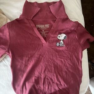 Red collared crop top